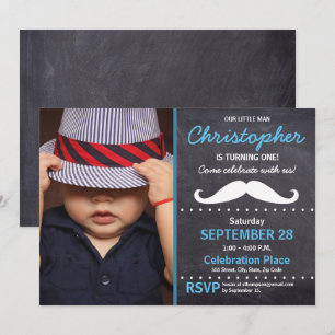 Eerste verjaardagsfeestje, Mustache-thema, foto Kaart
