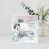 Eerste verjaardagsfeestje prinses kaart (Staand voorkant)