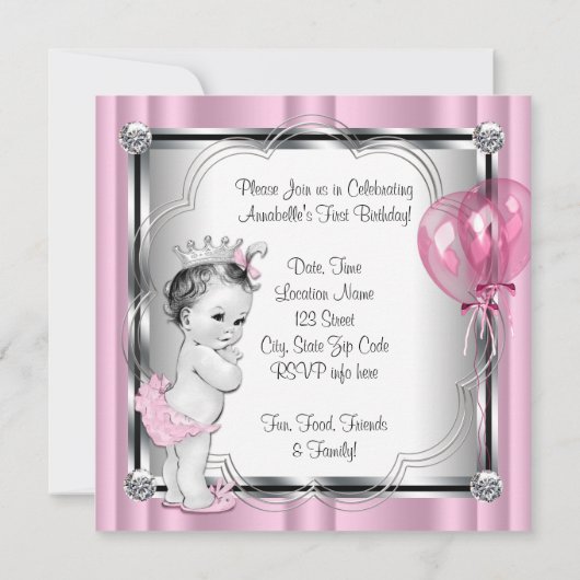 Eerste verjaardagsfeestje prinses kaart (Achterkant)