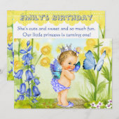 Eerste verjaardagsfeestje prinses kaart (Voorkant / Achterkant)