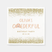 Eerste verjaardagsfeestje Regenboog Onederful Meis Servet (Voorkant)