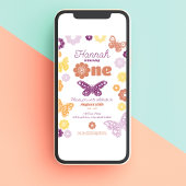 Eerste verjaardagsfeestje Retro Butterfly Verjaard Kaart