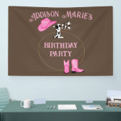 Eerste verjaardagsfeestje Rodeo Cowgirl Spandoek (Beurs)