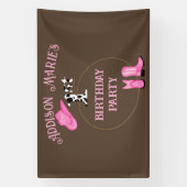 Eerste verjaardagsfeestje Rodeo Cowgirl Spandoek (Verticaal)
