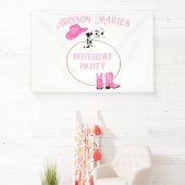 Eerste verjaardagsfeestje roze cowgirl spandoek (Insitu)