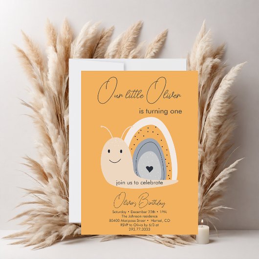 Eerste verjaardagsfeestje slak regenboog Schattige Kaart