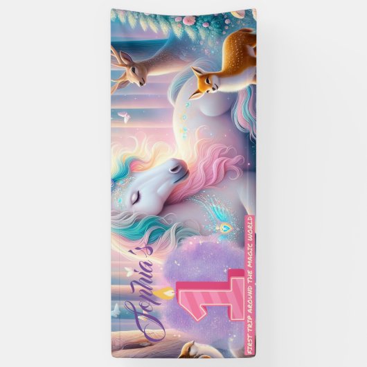 Eerste verjaardagsfeestje spandoek (Verticaal)