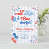 Eerste verjaardagsfeestje uitnodiging - 4 juli (Staand voorkant)