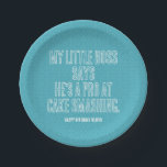 Eerste verjaardagsfeestje Uitnodiging Papieren Bordje<br><div class="desc">Feliciteer het verjaardagsfeestje van je nieuwe baas. Grappige gepersonaliseerde papieren borden voor het 1e verjaardagsfeestje van de baby. Maak je eigen unieke verjaardagsfeestje! Het patroon dat op de achtergrond wordt gebruikt, heet "Bishamon-kikkou", een veelbelovend patroon. In Japan wordt het vaak gebruikt om te bidden voor de gezonde groei van jongens....</div>