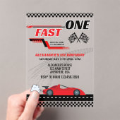 Eerste verjaardagsfeestje uitnodiging raceauto voo (Insitu (Draagbaar))