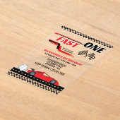 Eerste verjaardagsfeestje uitnodiging raceauto voo (Laagn)