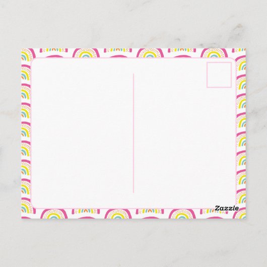 Eerste verjaardagsfeestje uitnodiging voor Regenbo (Achterkant)