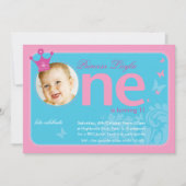 EERSTE VERJAARDAGSFEESTJE UITNODIGT :: nummer één Kaart (Voorkant)