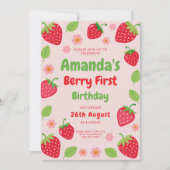 Eerste verjaardagsfeestje van aardbei, foto kaart (Voorkant)