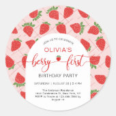 Eerste verjaardagsfeestje van Berry Ronde Sticker (Voorkant)