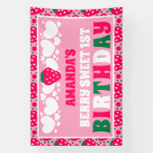 Eerste verjaardagsfeestje van de aardbei spandoek (Verticaal)