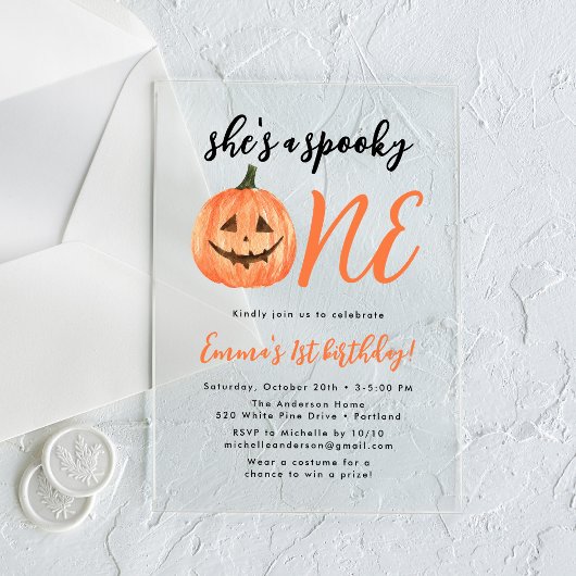 Eerste verjaardagsfeestje van de Spookster Acryl Uitnodigingen