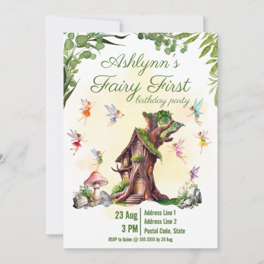 Eerste verjaardagsfeestje van Fairy 1st Pixie & Tr Kaart (Voorkant)