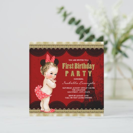 Eerste verjaardagsfeestje van Parijs Kaart (Staand voorkant)