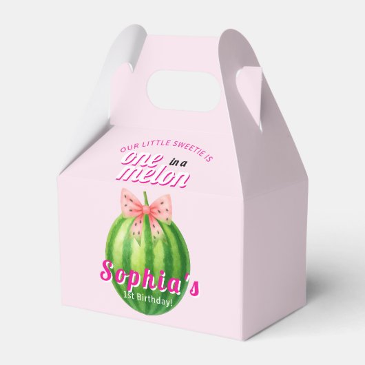 Eerste verjaardagsfeestje van Sweet Melon Bedankdoosjes (Voorkant Zijde)