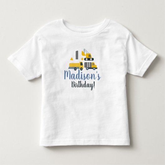 Eerste verjaardagsfeestje voertuigsnaam kinder shirts (Voorkant)
