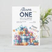 Eerste verjaardagsfeestje voor baby's kaart (Staand voorkant)