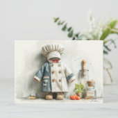 Eerste verjaardagsfeestje voor kleine chef kaart (Staand voorkant)