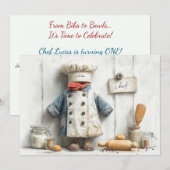 Eerste verjaardagsfeestje voor kleine chef kaart (Voorkant / Achterkant)