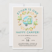 Eerste verjaardagsfeestje voor One Happy Camper Kaart (Voorkant)