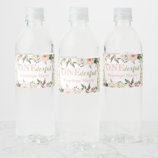 Eerste verjaardagsfeestje waterlabels, Boho Waterfles Etiket (Flessen)