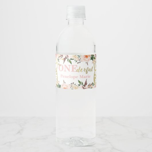 Eerste verjaardagsfeestje waterlabels, Boho Waterfles Etiket (Voorkant)