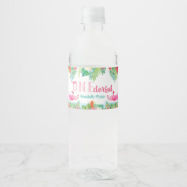 Eerste verjaardagsfeestje waterlabels, flamingo's waterfles etiket