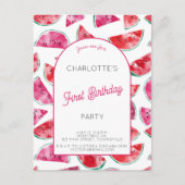 Eerste verjaardagsfeestje watermeloen briefkaart (Voorkant)