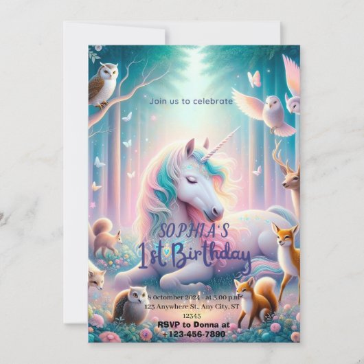 Eerste verjaardagsfeestuitnodiging/  kaart (Voorkant)