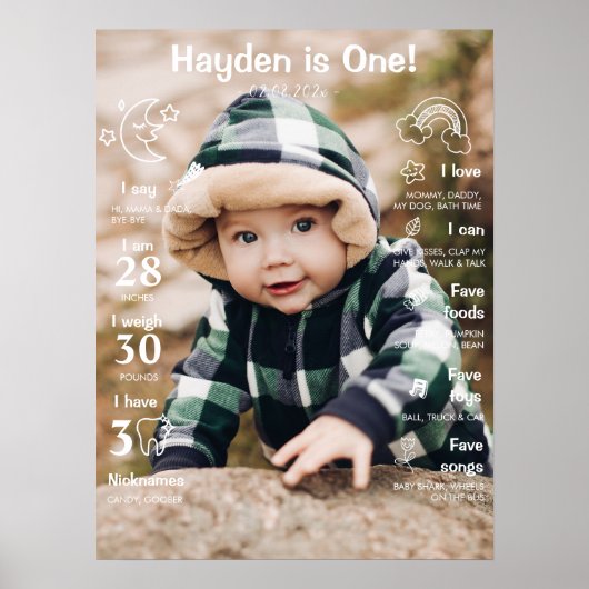 Eerste Verjaardagsfoto Milestone Poster (Voorkant)