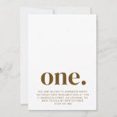 Eerste verjaardagsfoto-uitnodiging in bruin en wit kaart (Voorkant)