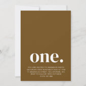 Eerste verjaardagsfoto-uitnodiging in bruin en wit kaart (Voorkant)