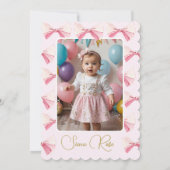 Eerste verjaardagsfoto Waterverfboog Cute Roze  Kaart (Achterkant)