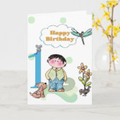 Eerste verjaardagsgroet kaart (Gele Bloem)