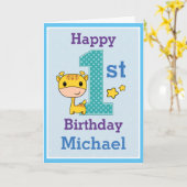 Eerste verjaardagsjongen, Giraffe  Kaart (Gele Bloem)