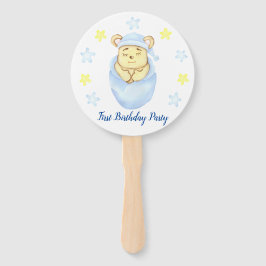 Eerste verjaardagsjongensfeestje handwaaier