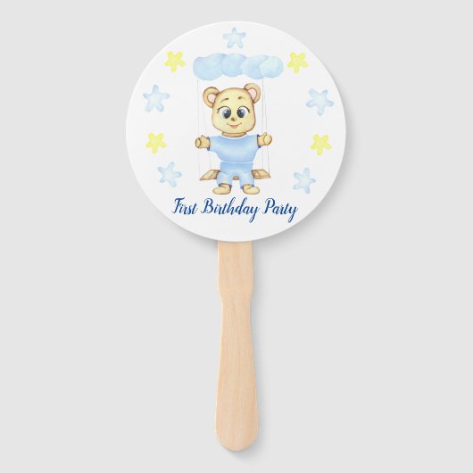 Eerste verjaardagsjongensfeestje handwaaier (Voorkant)