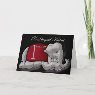 Eerste verjaardagskaart in het Welsh en het Engels Kaart