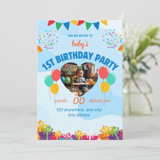 Eerste verjaardagskaart kaart (Staand voorkant)