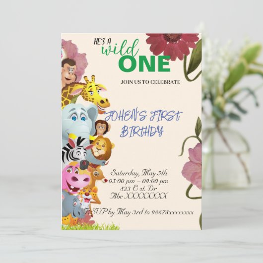 Eerste verjaardagskaart save the date (Staand voorkant)