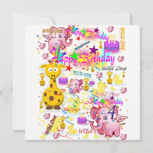 Eerste verjaardagskaart uitnodiging Wild One (Voorkant)