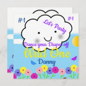 Eerste verjaardagskaart uitnodiging Wilde Eén (Voorkant / Achterkant)