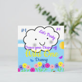 Eerste verjaardagskaart uitnodiging Wilde Eén (Staand voorkant)