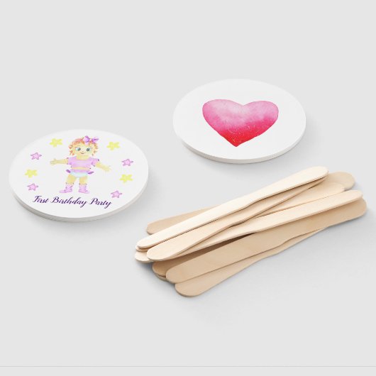 Eerste verjaardagsmeisje feest handwaaier (Niet-gemonteerd)