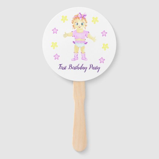 Eerste verjaardagsmeisje feest handwaaier (Voorkant)